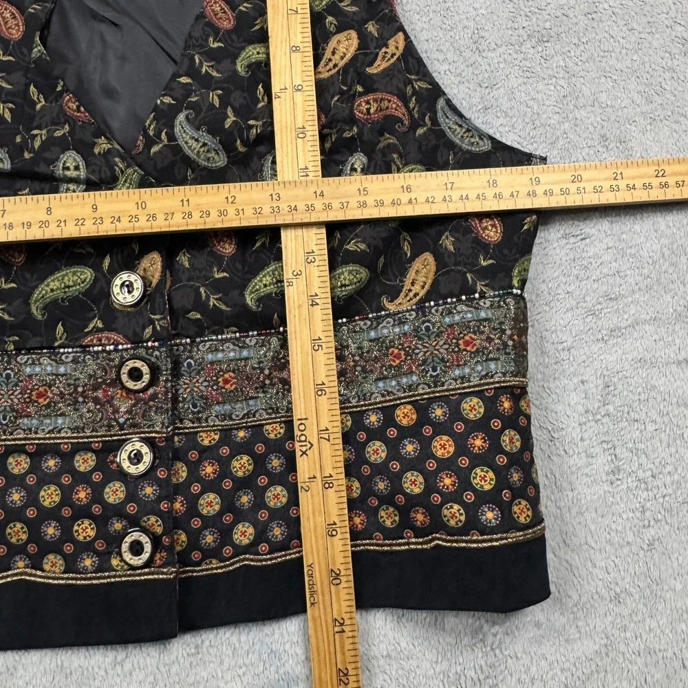Vintage Howard Wolf Paisley Vest Women's Size 12 Black Gold Red Green‎ Blue Boho